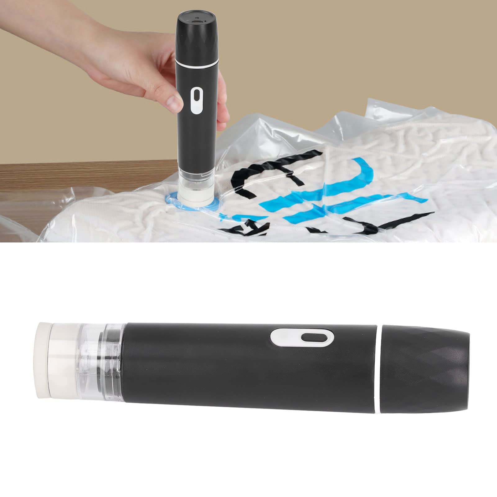 Electric Air Pump Portable Handheld Rechargeable Vacuum Sealer Machine Vacuum Air Pump (Black)