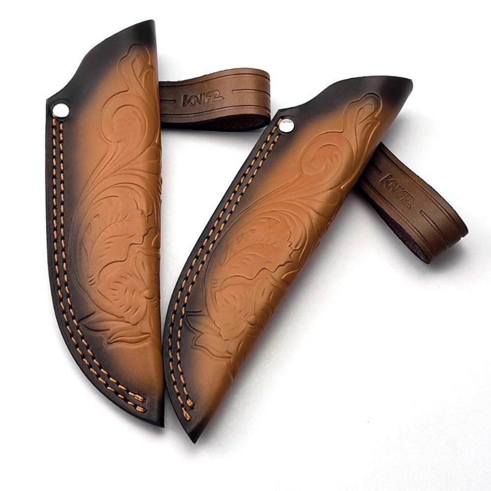 Aibote Fixed Blade Knife Sheath Fits up to 6.1" Blade,Embossed Leather Straight Knife Sheath Case Holder Scabbard Tactical Holster with Belt Loop