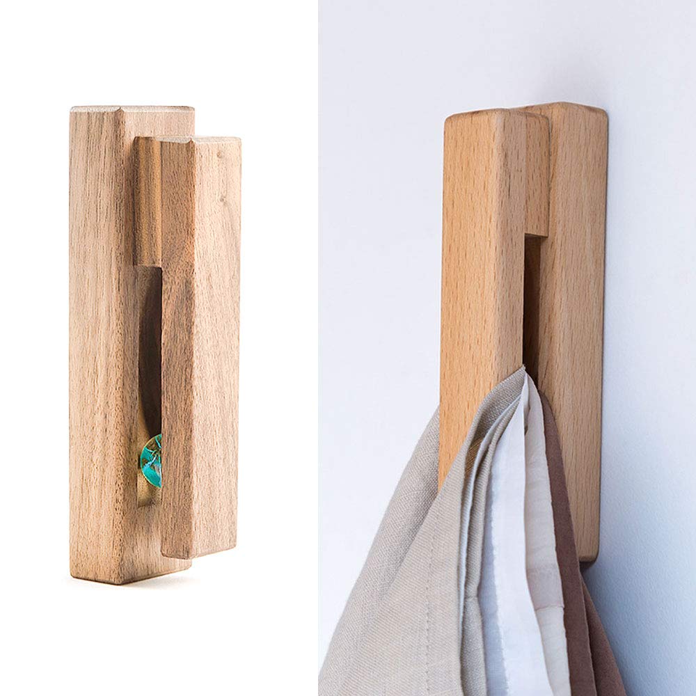 JUOPZKENN 1pcs Wood Towel Hooks Self Adhesive Vintage Towel Holder Wooden Wall Mounted Towel Racks for Bathroom and Kitchen Firmly Holds Towel(#1)