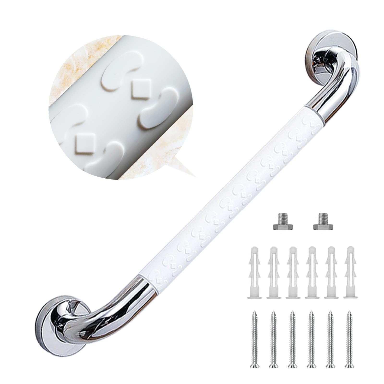 Shower Handle 16 inch, WIENOLOA Grab Bars for Bathtubs and Showers, Anti-Slip Safety Bathroom Grip, Balance Assist for Handicap Elderly Seniors Pregnant Children Stainless Steel Hand Rail Armrest