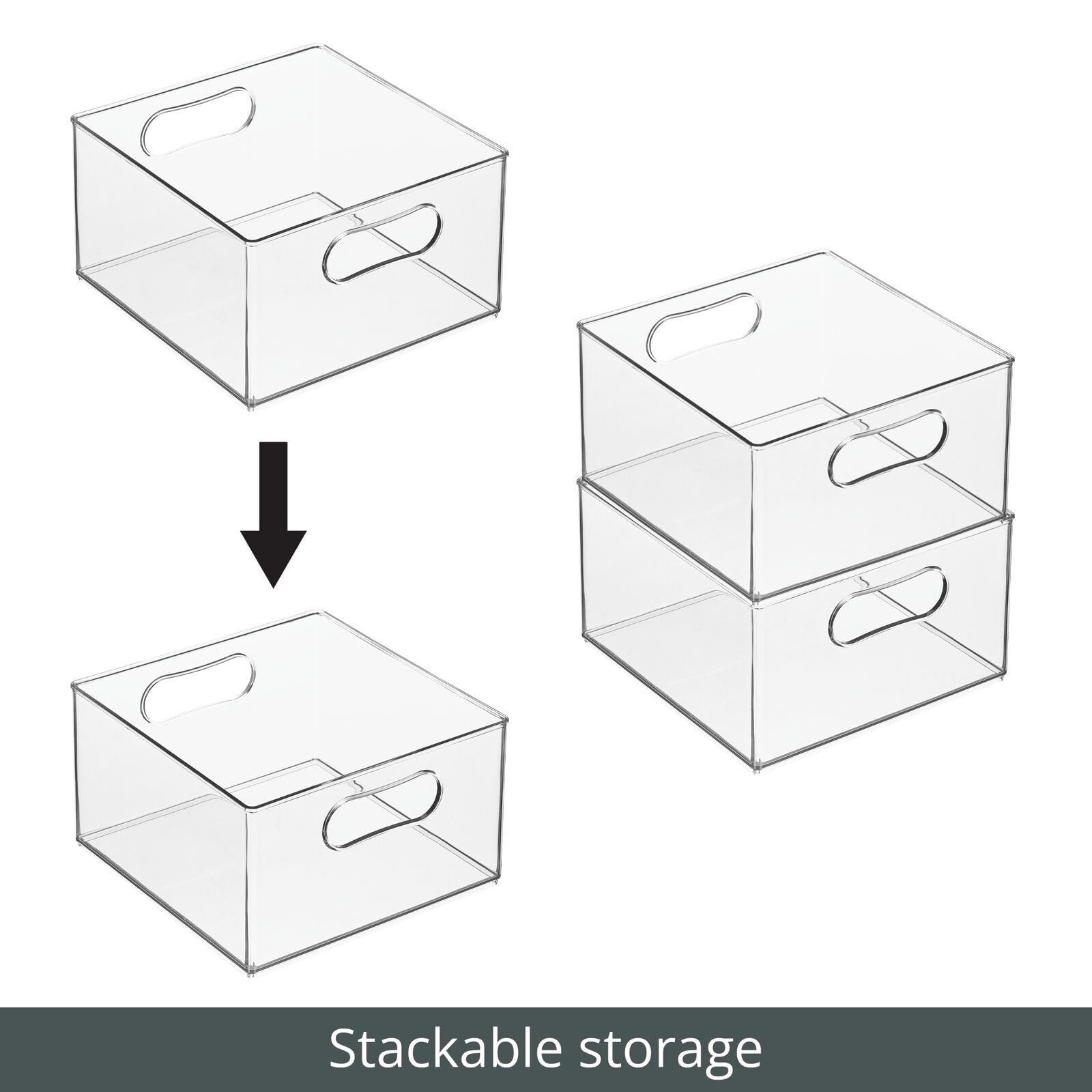 mDesign Deep Plastic Stackable Storage Organizer Container Bin, Craft Room Organization for Classroom, Cupboard, Studio, Shelves, & Closet - Holds Sewing, Art Supplies, Ligne Collection, 2 Pack, Clear