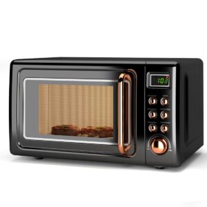 countertop retro microwave oven, simoe 0.7 cu ft small microwave with defrost, 5 micro power, 8 auto-cooking set & child lock, compact microwave w/10 inch turntable, 60-min timer, led display, 700w