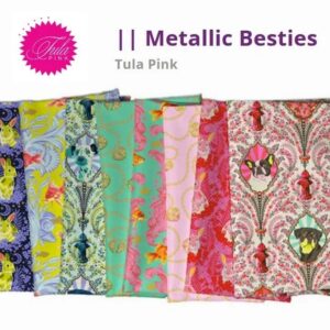 Tula Pink for Free Spirit Besties Treading Water W/Metallic Gold, Fabric by The Yard (Blossom)