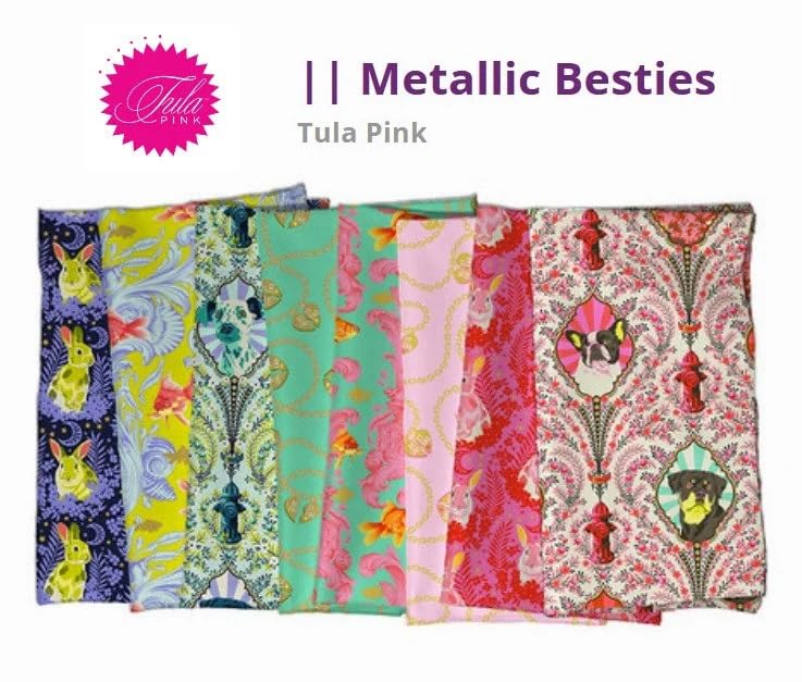 Tula Pink for Free Spirit Besties Treading Water W/Metallic Gold, Fabric by The Yard (Blossom)