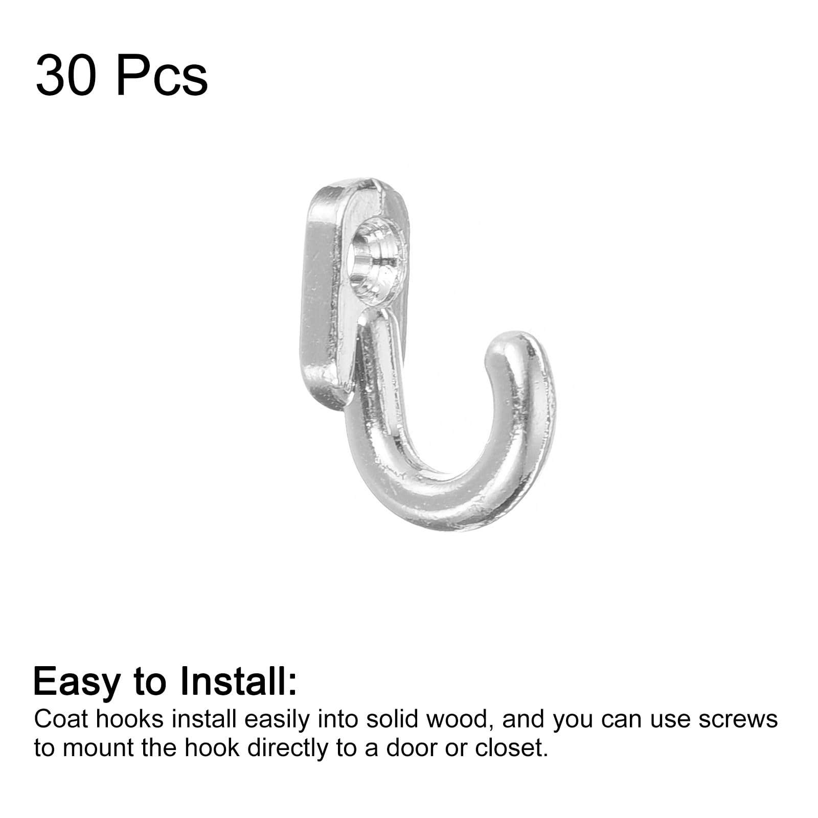 uxcell Wall Hooks, 30Pcs - Zinc Alloy Single Prong Vintage Clothes Hook, Hooks for Hanging Towel Coat Backpack Scarf Keys Hat Cup (Nickel,17mm)