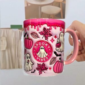 dierjueyers Pumpkin Coffee Cup With Ghost, Halloween Coffee Mug, Halloween Ceramic Coffee Mug, Trick Or Treat Halloween Tumbler Cup, Perfect And Best Gifts For Coffee Lover (Orange*1) (Orange, 24X20)