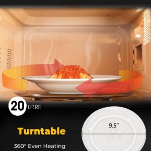 Countertop Retro Microwave Oven, SIMOE 0.7 Cu Ft Small Microwave with Defrost, 5 Micro Power, 8 Auto-cooking Set & Child Lock, Compact Microwave w/10 Inch Turntable, 60-min Timer, LED Display, 700W