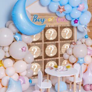 OurWarm Gender Reveal Games - Tic Tac Toe Board Game, Rustic Wooden Gender Reveal Games for He or She Sign Gender Reveal Ideas for Party Supplies, Baby Shower Gender Reveal Decorations