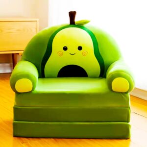 three layers of folding kids sofa/children sofa/lazy sofa/armchair flip open plush foldable mini sofa softtoy cute cartoon design baby seat couch (not cover!with liner filler) (avocado)