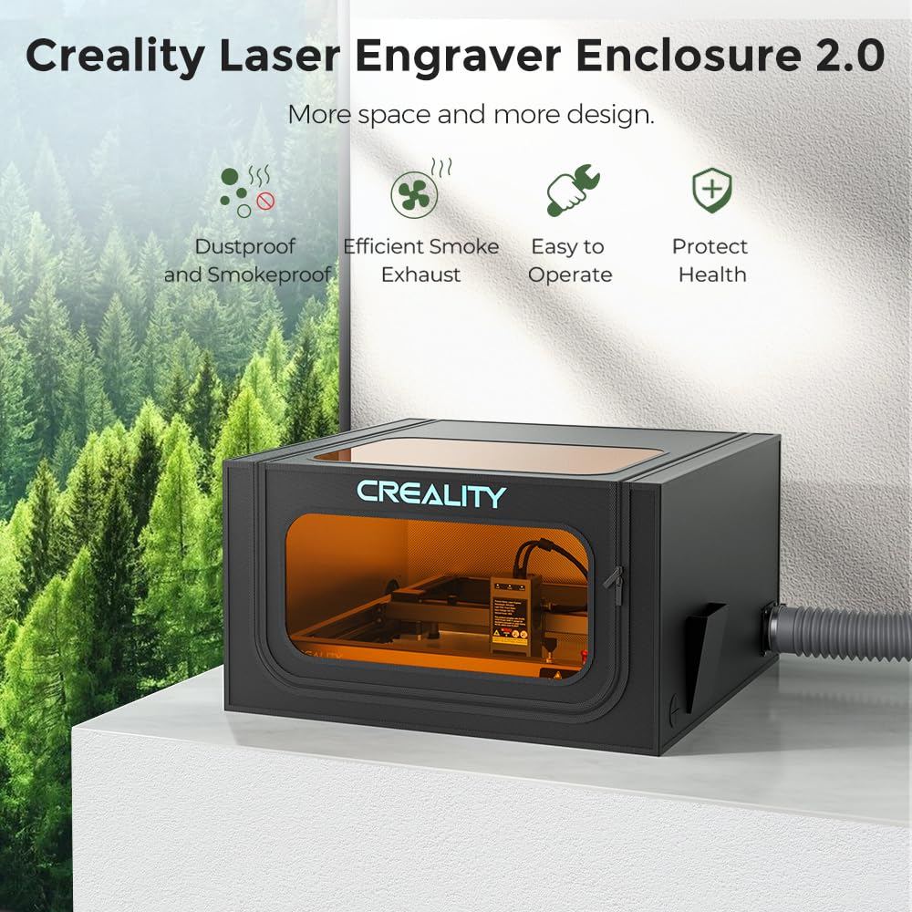 Creality Laser Engraver Enclosure 2.0 with Vent, Isolate Smoke Laser Cutting Machine Protective Cover with Eye Protection, Against Noise,Suitable for Creality or All Laser Engraver,28.3*28.3*15.7inch