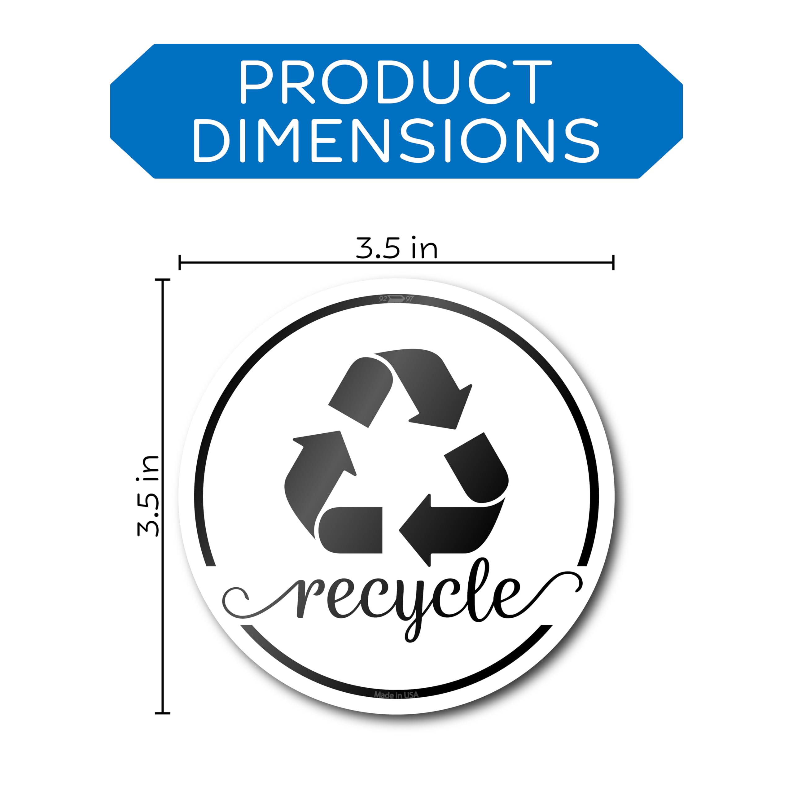 Elegant Recycling Stickers for Trash Can, 3.5" Trash and Recycle Stickers, Laminated Recycle Stickers for Trash Bins, Recycle Sticker for Kitchen Trash Cans Recycling Bin Combo, Rustic White Decals