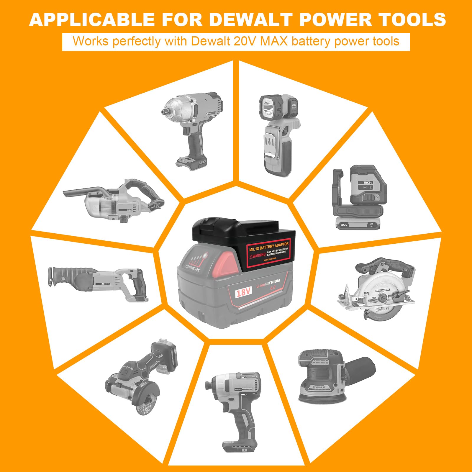 Battery Converter for Milwaukee to DeWalt Battery Adapter,Convert Milwaukee M18 18V Battery to DeWalt 20V Battery for DeWalt Tools Use