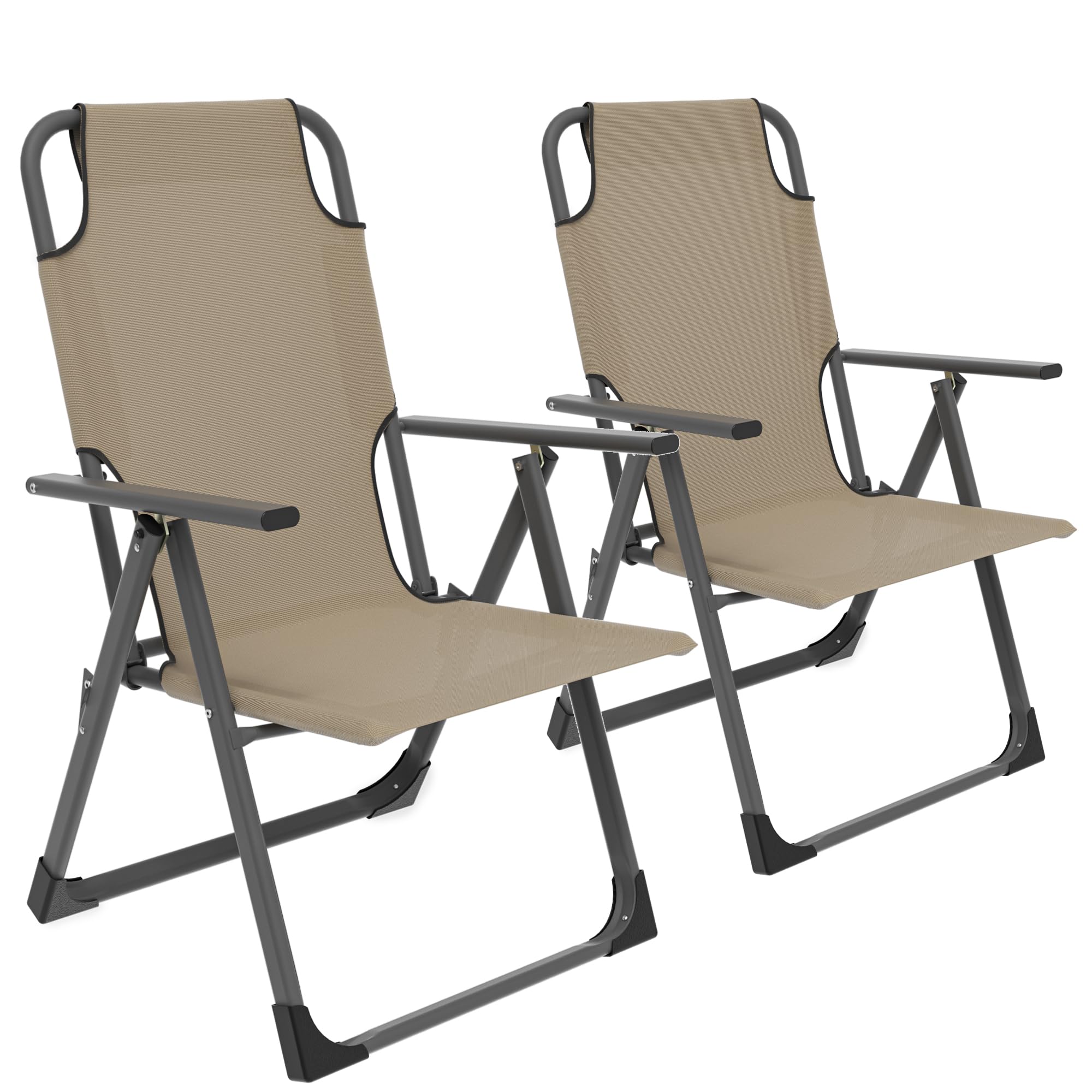 UDPATIO Outdoor Dining Chairs Set of 2 Support 300LB (Beige)