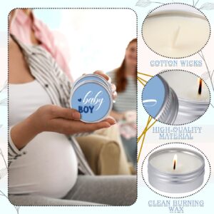 Landhoow 24 Pcs Baby Shower Candles Favors Lavender Scented Gender Reveal Candles Gifts Rustic Tea Light Candle Aromatherapy Candle for Home (Blue Style)