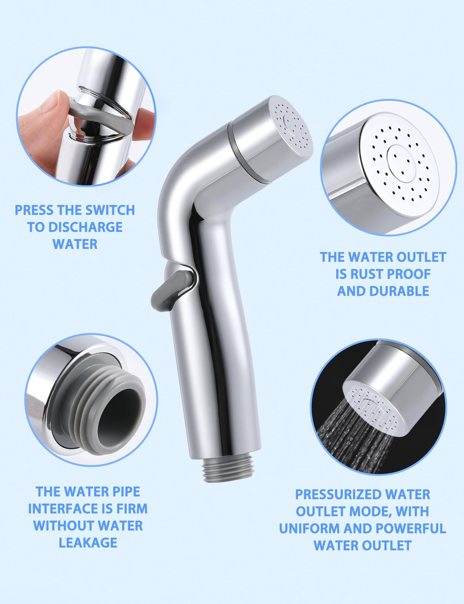 Handheld Bidet Sprayer for Toilet, Bathroom Bidet Sprayer Attachment Set, Ideal for Feminine Wash, Cloth Diaper Cleaning&Muslim Shower (Up and Down Slide Switch)