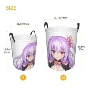 aHaBiKas Collapsible Laundry Basket Organizer, Moe Anime Character Girl Dirty Clothes Storage Basket with Handle for Bathroom Bedroom Living Room Medium Size