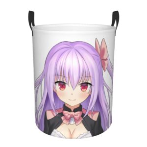 ahabikas collapsible laundry basket organizer, moe anime character girl dirty clothes storage basket with handle for bathroom bedroom living room medium size