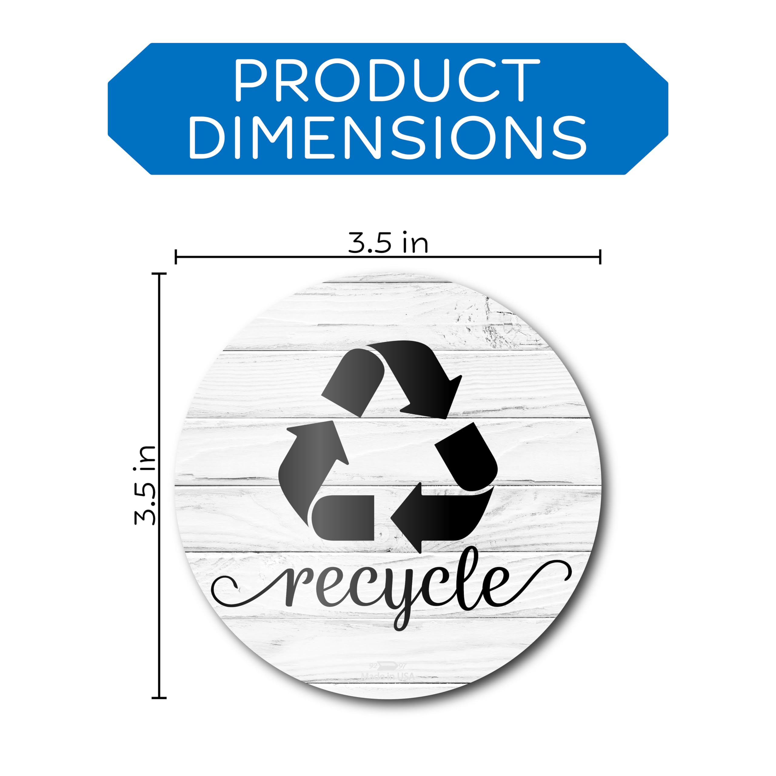 Farmhouse Recycling Stickers for Trash Can, 3.5" Trash and Recycle Stickers, Laminated Recycle Stickers for Trash Bins, Recycle Sticker for Kitchen Trash Cans Recycling Bin Combo, Rustic White Wood