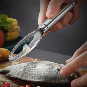 haikole fish scaler stainless steel fish scaler remover,portable 304 stainless steel fish scaler remover,sawtooth fish descaler tool for seafood markets,family kitchen seafood tools (stainless steel)