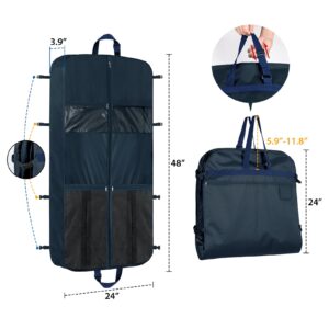 Zilink Hanging Suit Bags for Men Travel Heavy Duty Garment Bags for Travel and Storage Garment Bags for Hanging Clothes with Adjustable Handles and Stable Buckles for Suit Shirts Dresses, Navy Blue