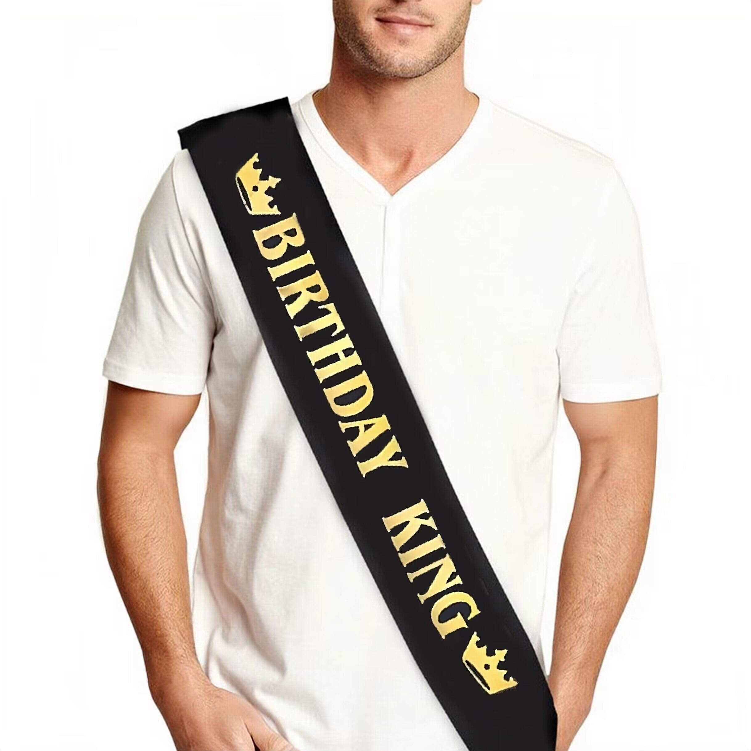 Luwigs Birthday King Sash for Men or Boy Birthday Party Decoration Supplies Gold Foil Letter and Black Satin Sash Birthday Party Favors (Black)