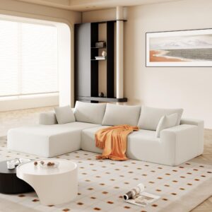 yoglad l shaped sectional sofa set, 4-seat upholstered couch,free combination sofa, for living room,bedroom,office,apartment (109in,white chenille)