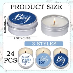 Landhoow 24 Pcs Baby Shower Candles Favors Lavender Scented Gender Reveal Candles Gifts Rustic Tea Light Candle Aromatherapy Candle for Home (Blue Style)