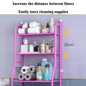 3-Tier Over The Toilet Storage Rack,Multifunctional Bathroom Organizer Over Toilet Shelf, Free Standing Metal Toilet Rack Storage Shelves, Space Saver Bathroom Stand with Toilet Paper Holder and Hoo