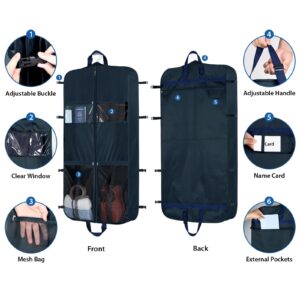 Zilink Hanging Suit Bags for Men Travel Heavy Duty Garment Bags for Travel and Storage Garment Bags for Hanging Clothes with Adjustable Handles and Stable Buckles for Suit Shirts Dresses, Navy Blue