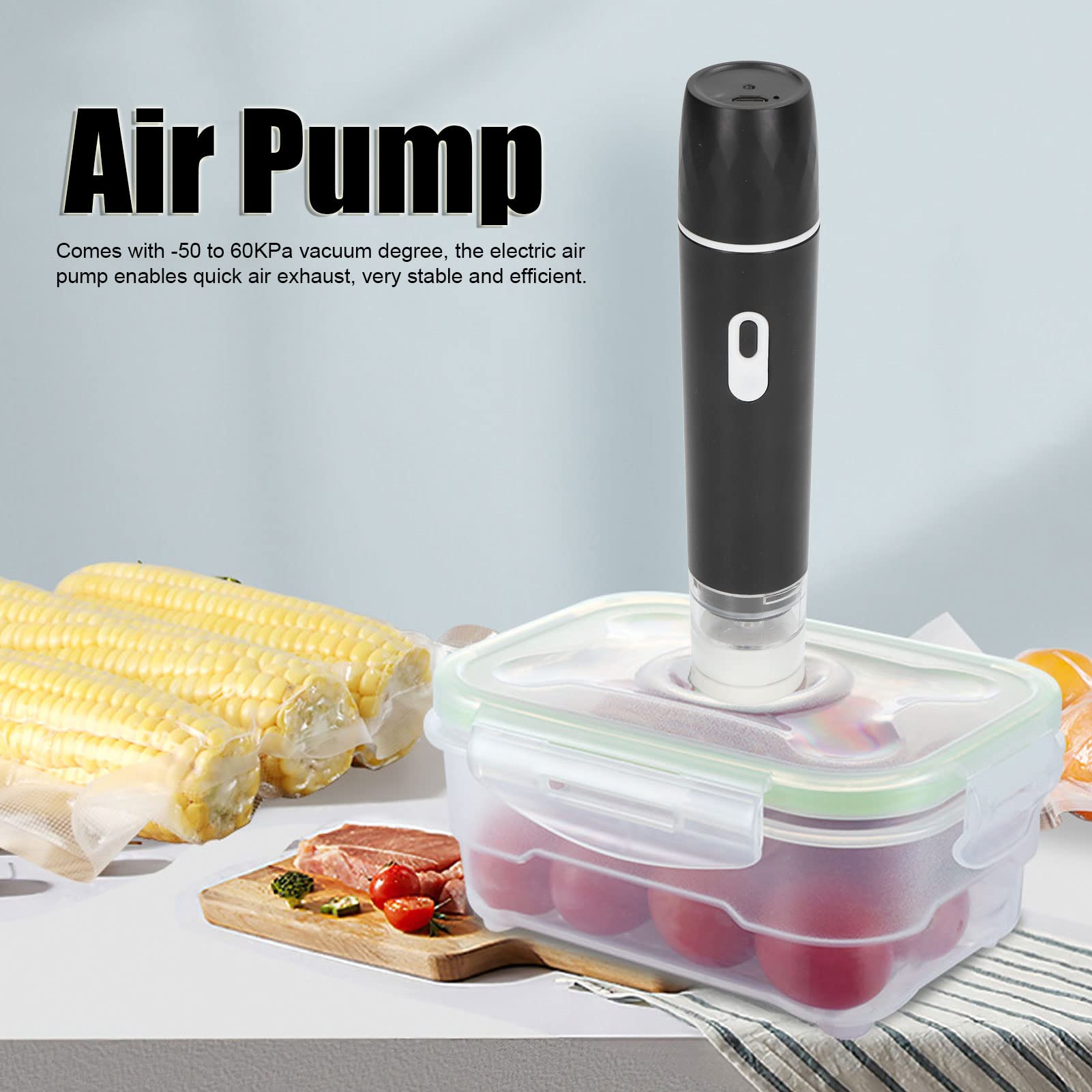 Electric Air Pump Portable Handheld Rechargeable Vacuum Sealer Machine Vacuum Air Pump (Black)