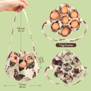 Egg Bags Hossmily Egg Basket Mini Egg Collecting Basket Egg Gathering Basket with 7 Pouches for Farmhouse Chicken Hen Duck Goose Housewife Garden Transporting Storage- 1 Pack