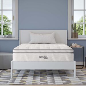 modway mod-7088-whi jenna 12" innerspring pillow top full mattress, white