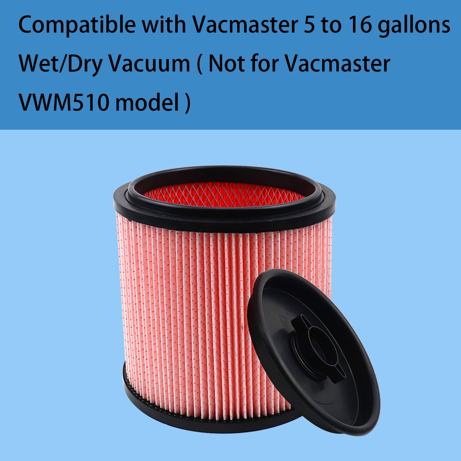 Aolleteau 2 Pack HEPA Filter Compatible with Vacmaster Standard Cartridge Filter & Retainer 5 to 20 Gallon Wet/Dry Vacs, Compare to Part# VCFS & VCFF