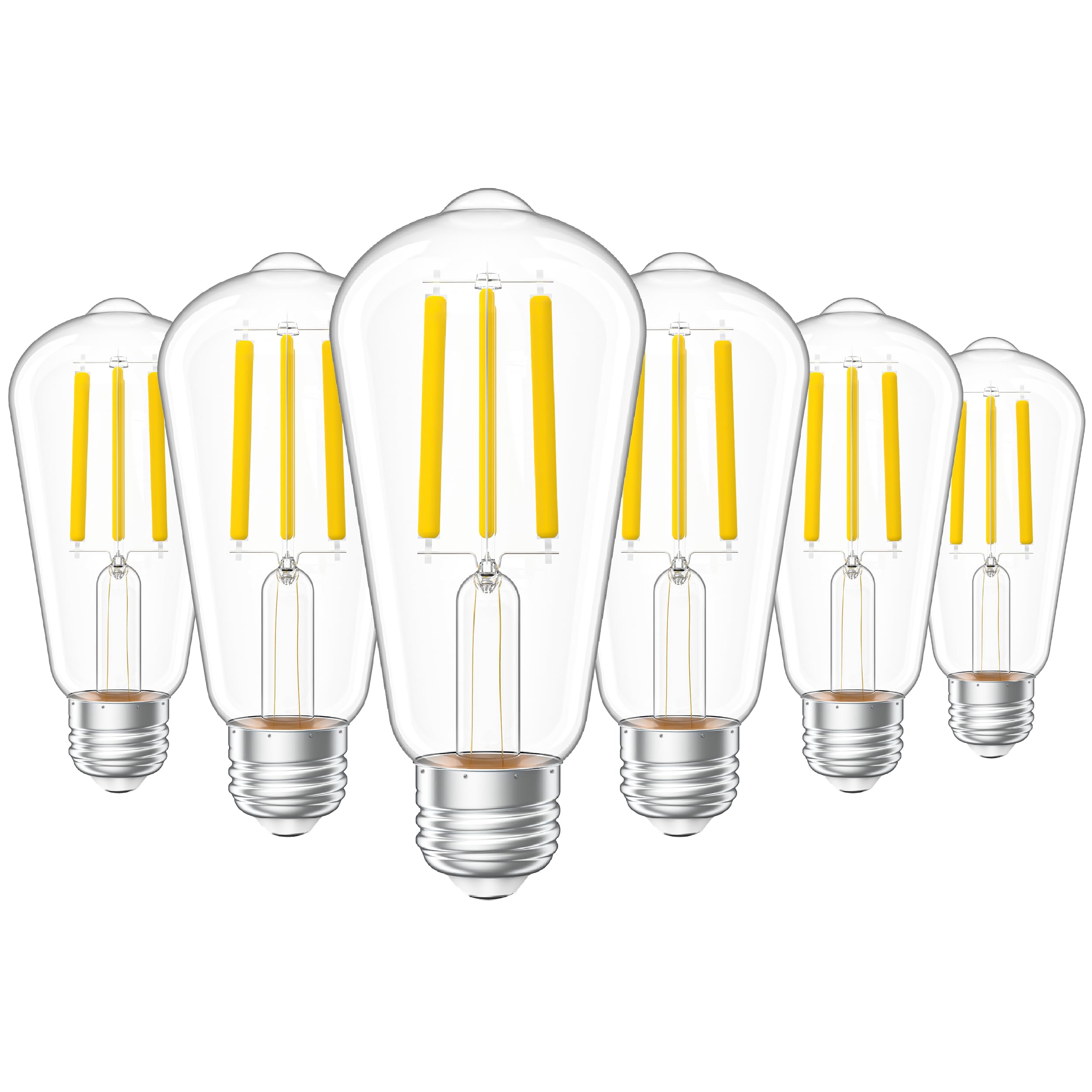 Sunco 6 Pack Vintage LED Edison Bulbs, 75W Equivalent 8.5W, 1000 LM, Dimmable ST58 Filament, 3000K Warm White, E26 Medium Base Clear Glass Light Bulbs