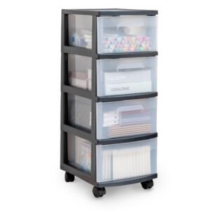 bienvoun 4 drawer storage cart home office clear plastic drawer storage with wheels for clothes crafts art supplies