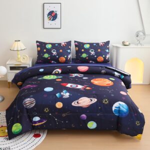 twin bedding sets for boys space bedding 5 pieces,teen boys bedding space ship galaxy bedding twin comforter set with sheets for all season