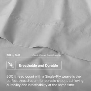 DOZ 100% Long Staple Cotton Duvet Cover Sets, Classic Crisp Percale Weave, Breathable, Matte Finish, Hotel Comfort, 106"x90", 8 Loops, 3pc – 2 Pillowcases 1 Duvet Cover (Dove, King/Cal King)