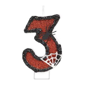 birthday candles number 3 candle, spider birthday cake decorations for boys, black red birthday candles for cake, handmade sequin numeral candle cake toppers 3 year old birthday party favors