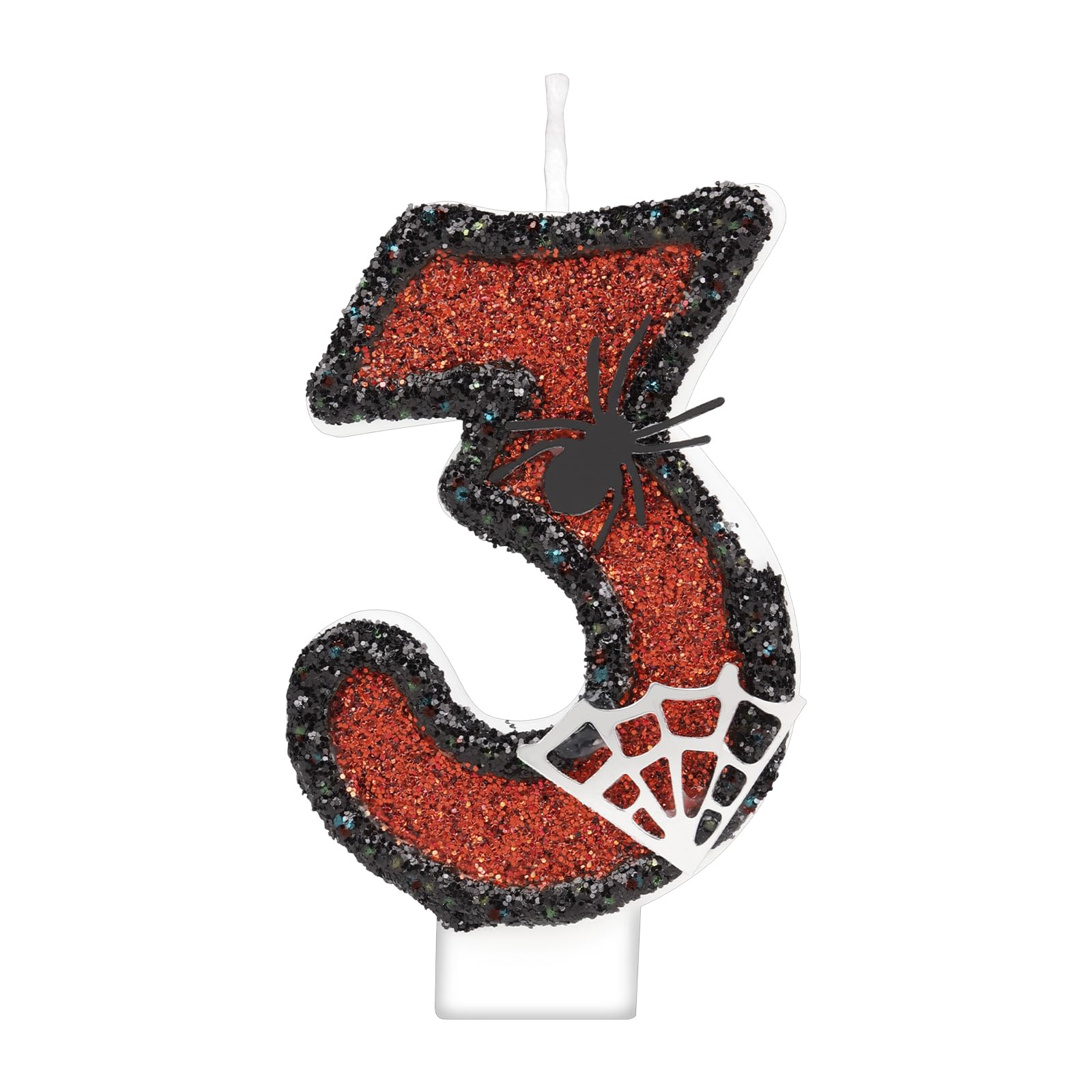 Birthday Candles Number 3 Candle, Spider Birthday Cake Decorations for Boys, Black Red Birthday Candles for Cake, Handmade Sequin Numeral Candle Cake Toppers 3 Year Old Birthday Party Favors