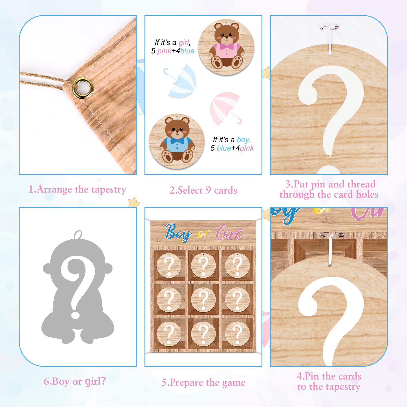 OurWarm Gender Reveal Games - Tic Tac Toe Board Game, Rustic Wooden Gender Reveal Games for He or She Sign Gender Reveal Ideas for Party Supplies, Baby Shower Gender Reveal Decorations