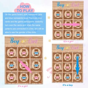 OurWarm Gender Reveal Games - Tic Tac Toe Board Game, Rustic Wooden Gender Reveal Games for He or She Sign Gender Reveal Ideas for Party Supplies, Baby Shower Gender Reveal Decorations