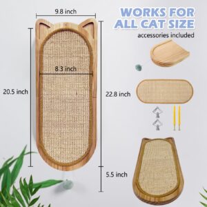 Cat Wall Scratching Post, Sisal Cat Wall Scratcher with Cat Ball Toy, Folding Wall Mount Cat Scratcher, Wood Cat Scratching Board for Couch Protector, Cat Wall Furniture for Cats