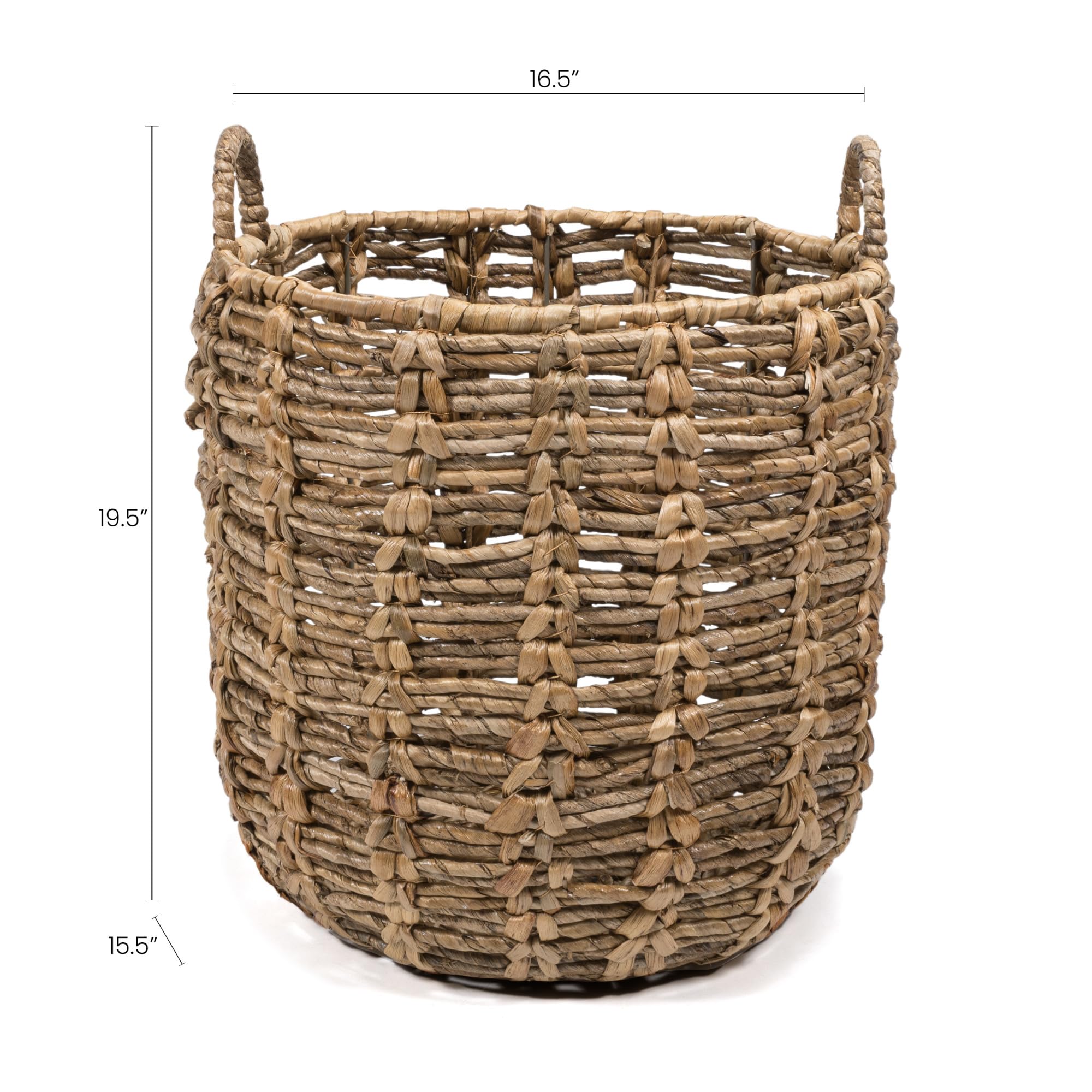 happimess BSK1003A Laurel Bohemian Hand-Woven Abaca Basket with Handles for Storage and Decoration in Bedroom, Living Room, Laundry Room, Entryway, Natural