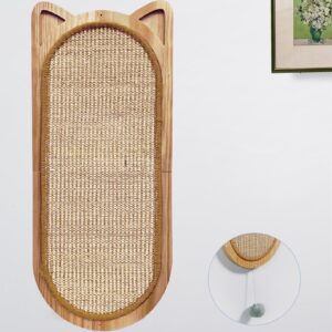 cat wall scratching post, sisal cat wall scratcher with cat ball toy, folding wall mount cat scratcher, wood cat scratching board for couch protector, cat wall furniture for cats