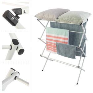 Lavish Home Clothes Drying Rack - Collapsible and Compact for Indoor/Outdoor Use - Portable Rack for Hanging and Air-Drying Laundry (White)