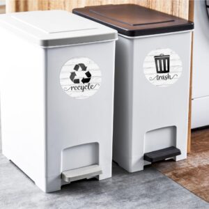 Farmhouse Recycling Stickers for Trash Can, 3.5" Trash and Recycle Stickers, Laminated Recycle Stickers for Trash Bins, Recycle Sticker for Kitchen Trash Cans Recycling Bin Combo, Rustic White Wood