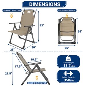 UDPATIO Outdoor Dining Chairs Set of 2 Support 300LB (Beige)