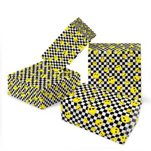 littkeef cliaet Smiley Pattern Wrapping Paper, 12 Sheets, Plaid Yellow, Coated Paper, 20'' x 27'', Multi-Occasion