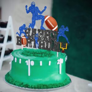 Football Birthday Cake Topper Football Theme Birthday Party Decoration Rugby Ball Player Cake Pick football Cake Topper for Sport Theme Baby Shower Supplies