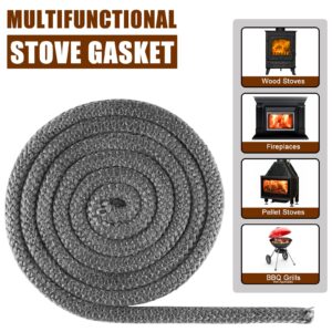 Wood Stove Door Gasket, 1" Wood Stove Gasket Rope Seal for Woodburning Stoves, Heat Resistance Fiberglass Gasket Replacement for Wood Stoves and Fireplaces(1" x 98" Rope)